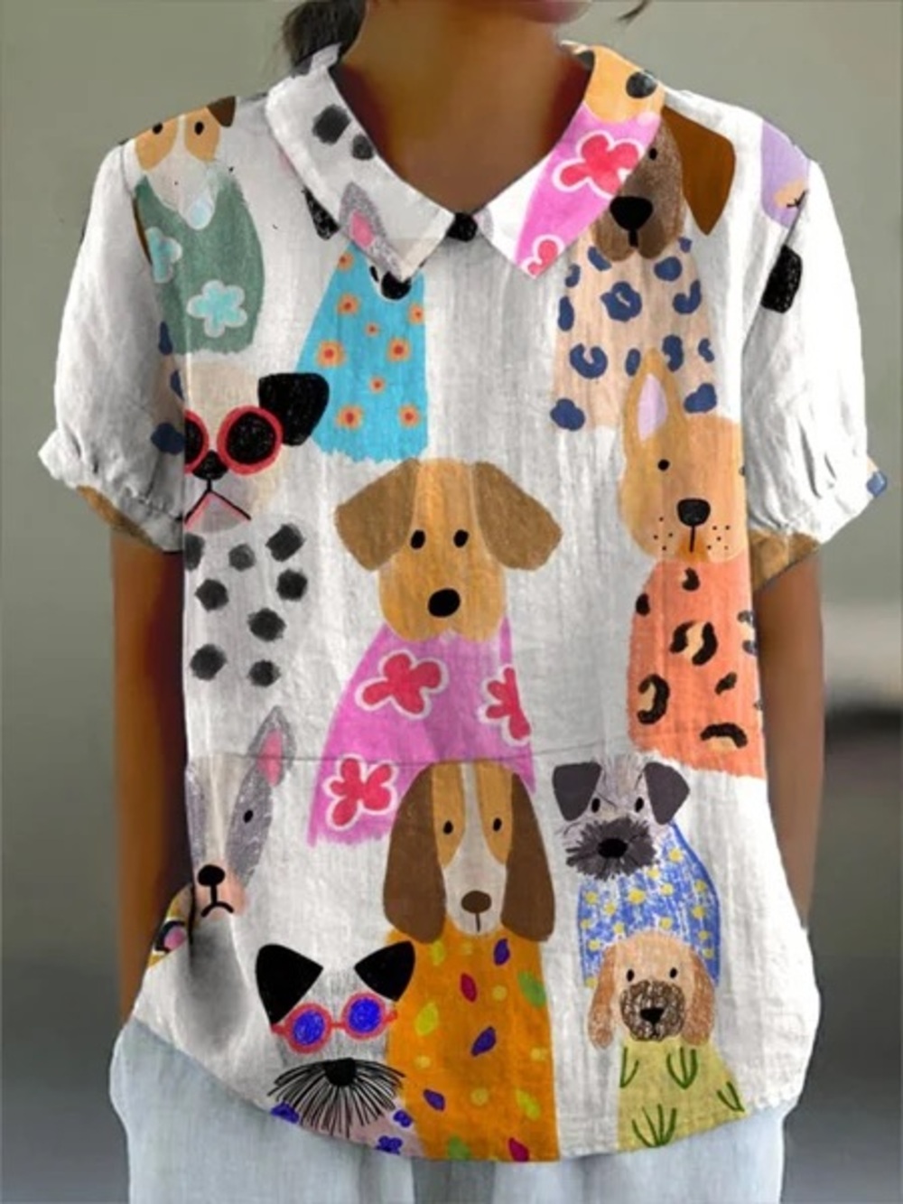 Dog print blouse